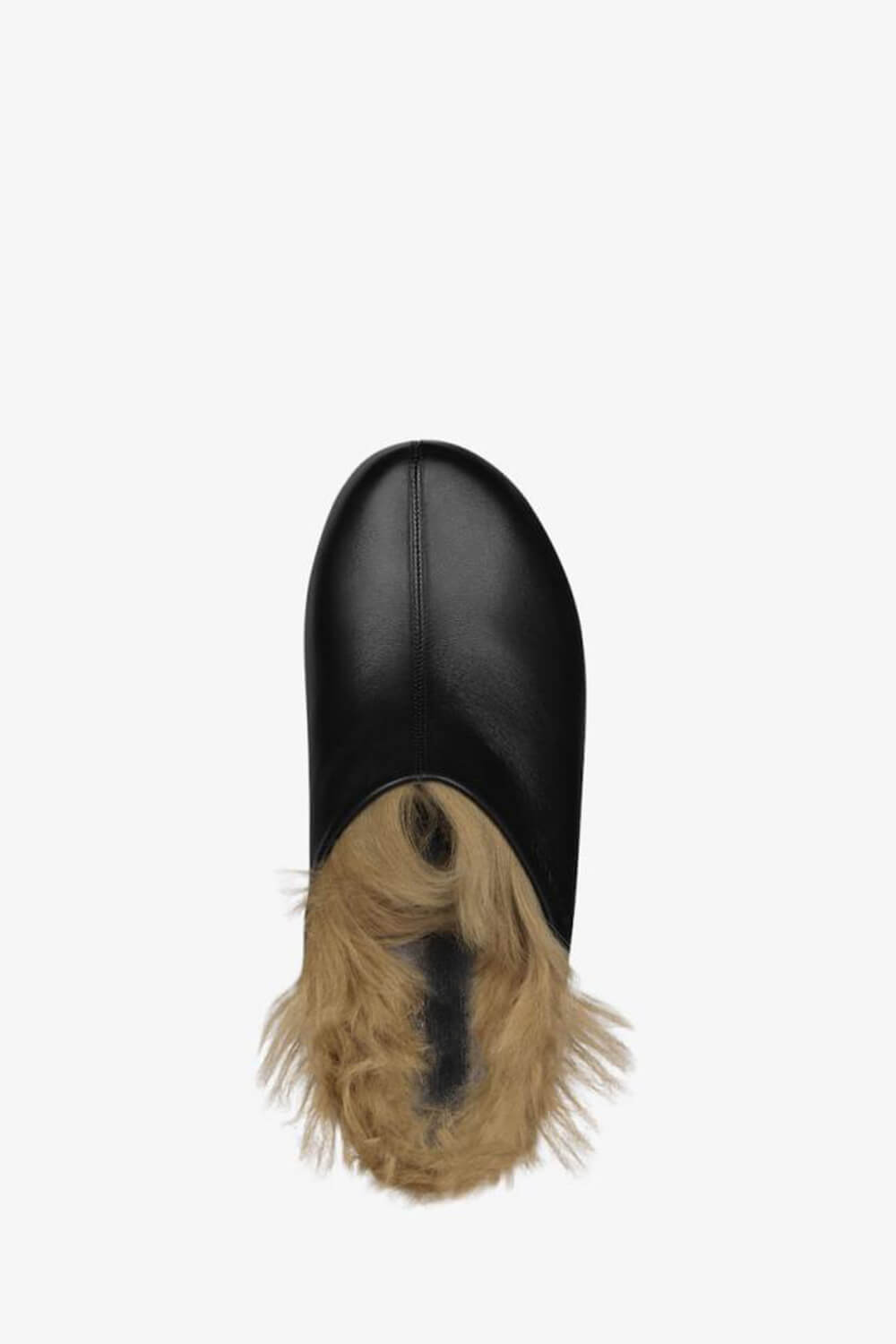 Black Faux Fur-Lined Sling Back Slip On Curved Platform Clogs - Image 2